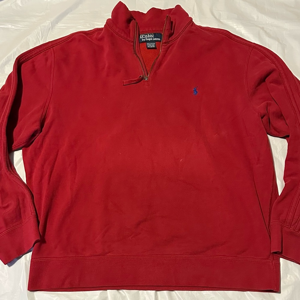 Polo By Ralph Lauren Pull Over Red 1/4 Zip Size Large